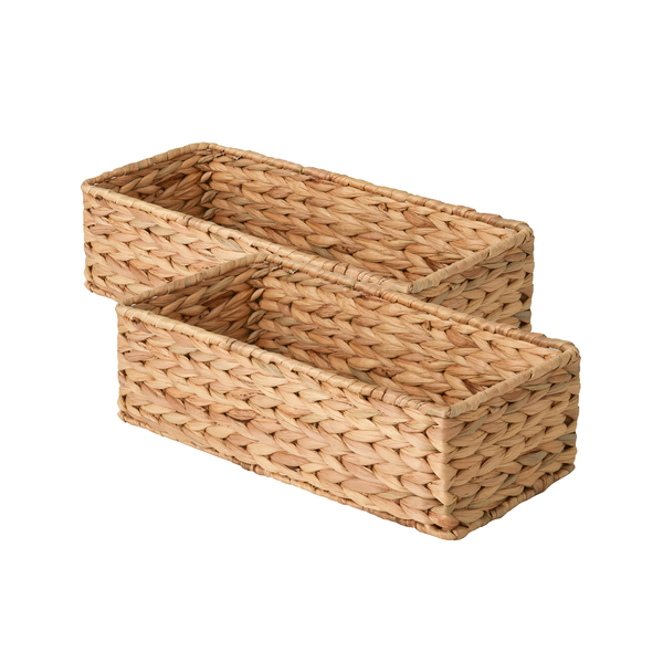 Woven Water Hyacinth Baskets for Organizing, Toilet Paper Basket, 2 Pack