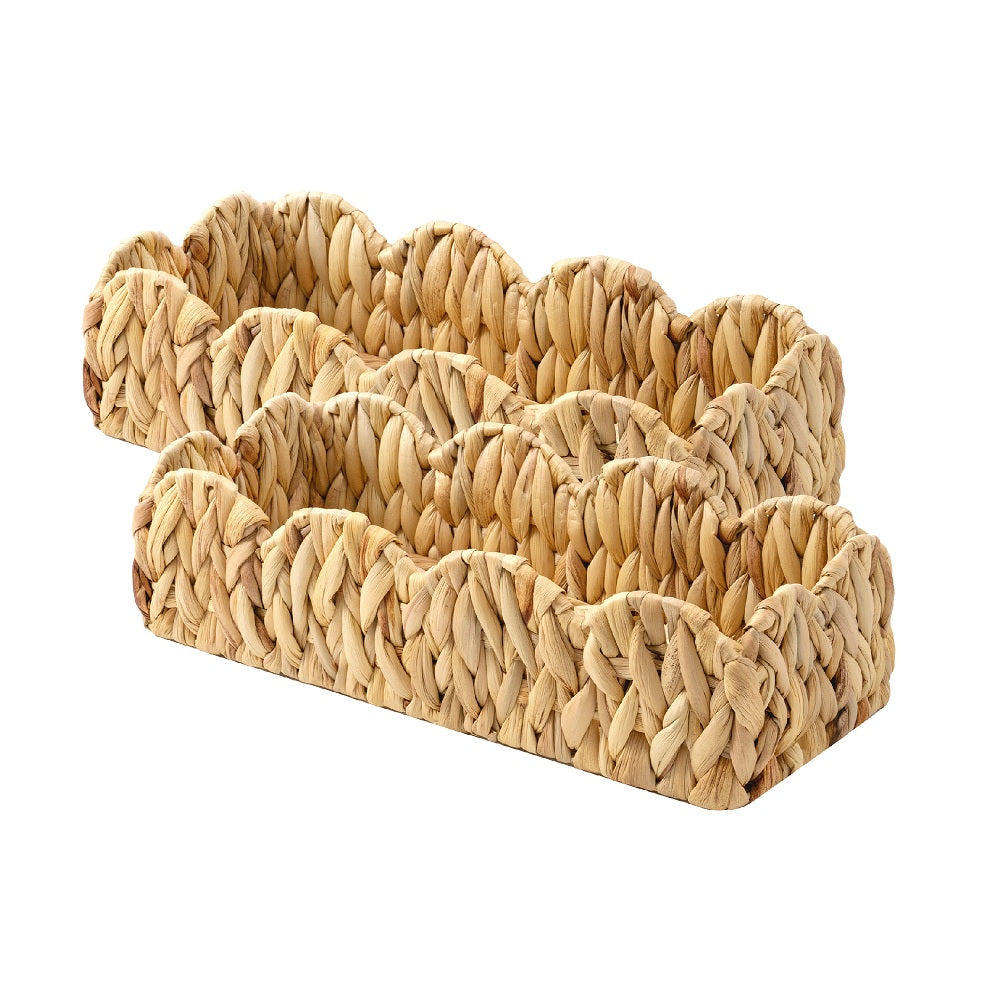 Water Hyacinth Toilet Paper Basket, Scalloped Edge, Set of 2