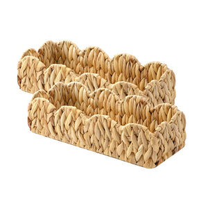 Water Hyacinth Toilet Paper Basket, Scalloped Edge, Set of 2