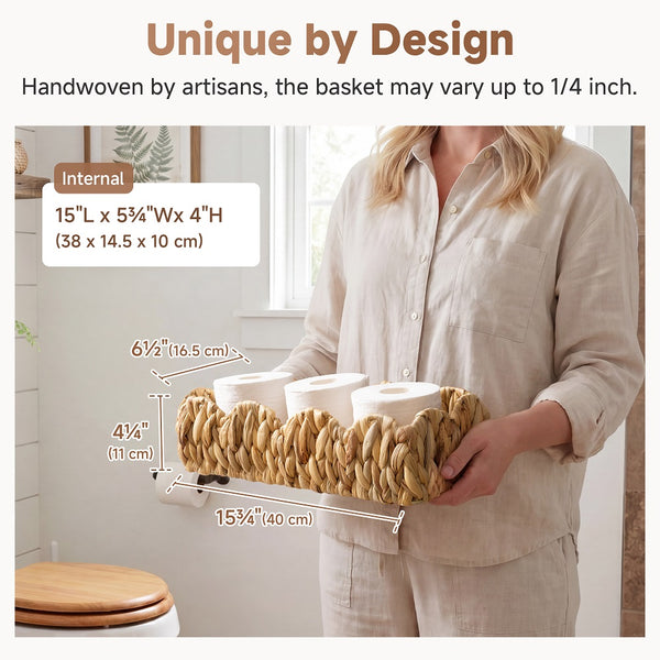 Water Hyacinth Toilet Paper Basket, Scalloped Edge, Set of 2