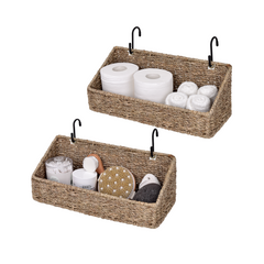 Woven Wall Hanging Baskets for Organizing, Seagrass, 2 Pack