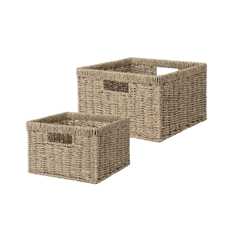 Handwoven Seagrass Storage Basket for Organizing, Large + Small Set