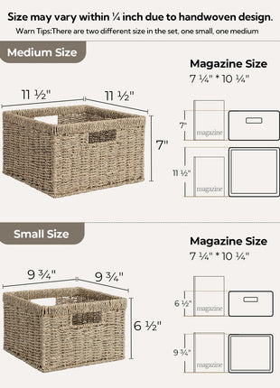 Wicker Storage Basket for Organizing, Set of 2, Large and Small