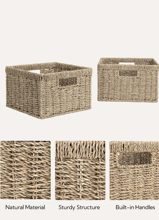 Wicker Storage Basket for Organizing, Set of 2, Large and Small