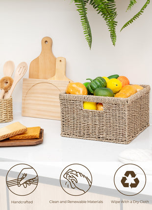 Wicker Storage Basket for Organizing, Set of 2, Large and Small