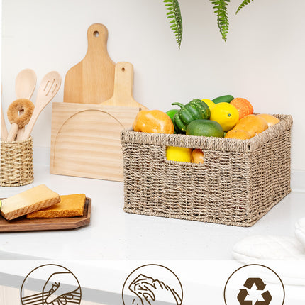 StorageWorks Wicker Storage Basket for Organizing, Set of 2, Large and Small