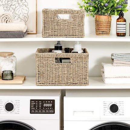 StorageWorks Wicker Storage Basket for Organizing, Set of 2, Large and Small