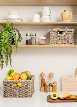 Wicker Storage Basket for Organizing, Set of 2, Large and Small