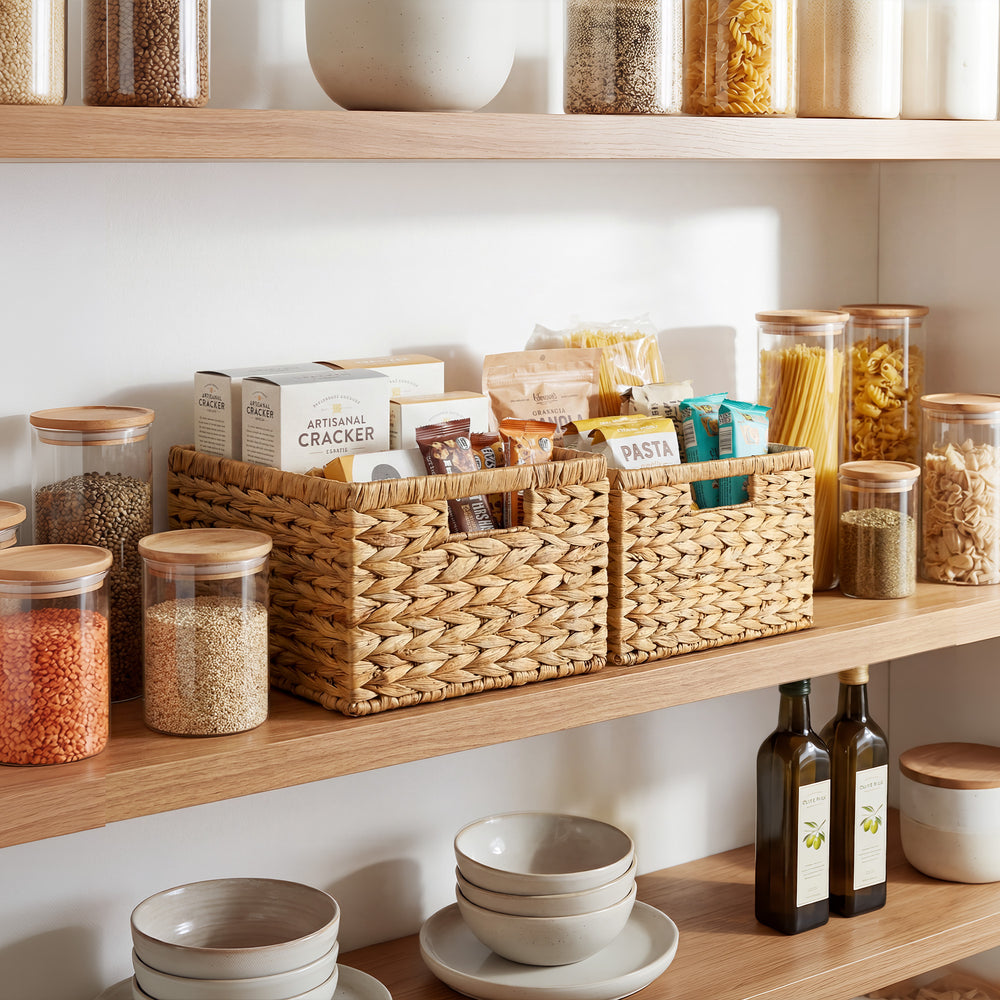 Water Hyacinth Storage Basket for Organizing, Large + Small Set