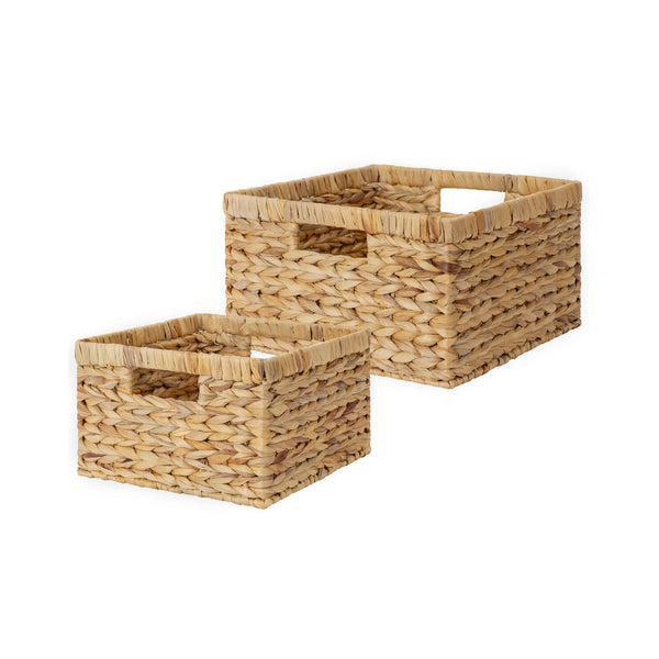 Water Hyacinth Storage Basket for Organizing, Large + Small Set