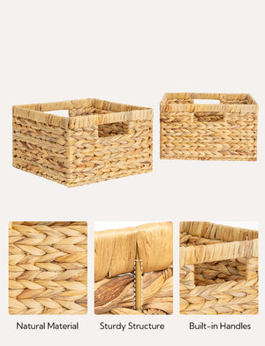 Water Hyacinth Storage Basket for Organizing, Large + Small Set
