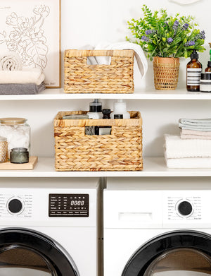 Water Hyacinth Storage Basket for Organizing, Large + Small Set
