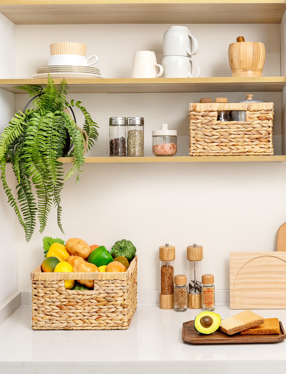 Water Hyacinth Storage Basket for Organizing, Large + Small Set