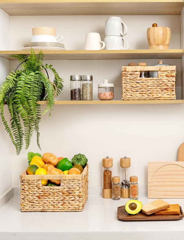 Water Hyacinth Storage Basket for Organizing, Large + Small Set