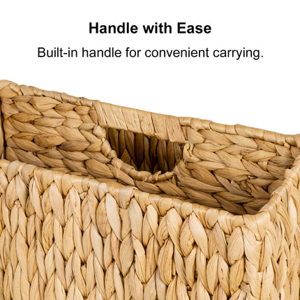 StorageWorks Hand-Woven Divided Magazine Basket, Rattan Magazine Holder, 1 Pack