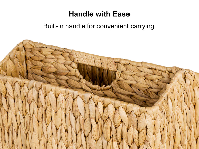 Hand-Woven Divided Magazine Basket, Rattan Magazine Holder, 1 Pack
