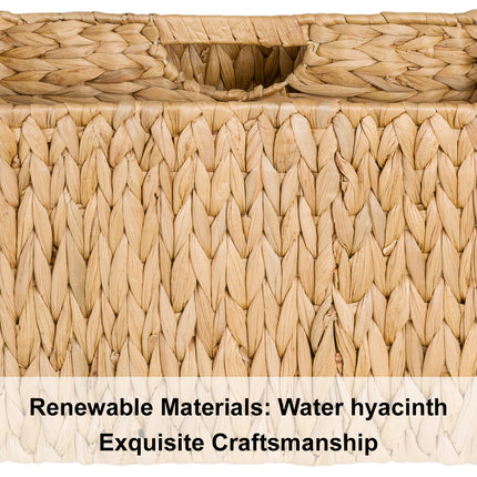 StorageWorks Hand-Woven Divided Magazine Basket, Rattan Magazine Holder, 1 Pack