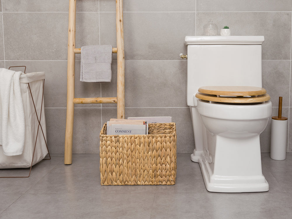 Hand-Woven Divided Magazine Basket, Water Hyacinth