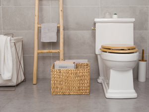 Hand-Woven Divided Magazine Basket, Water Hyacinth