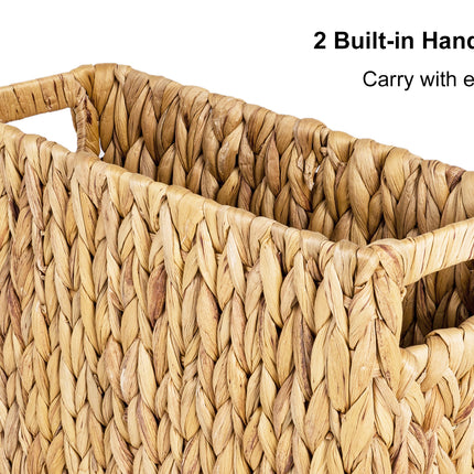 StorageWorks Hand-Woven Divided Magazine Basket, Rattan Magazine Holder, 1 Pack