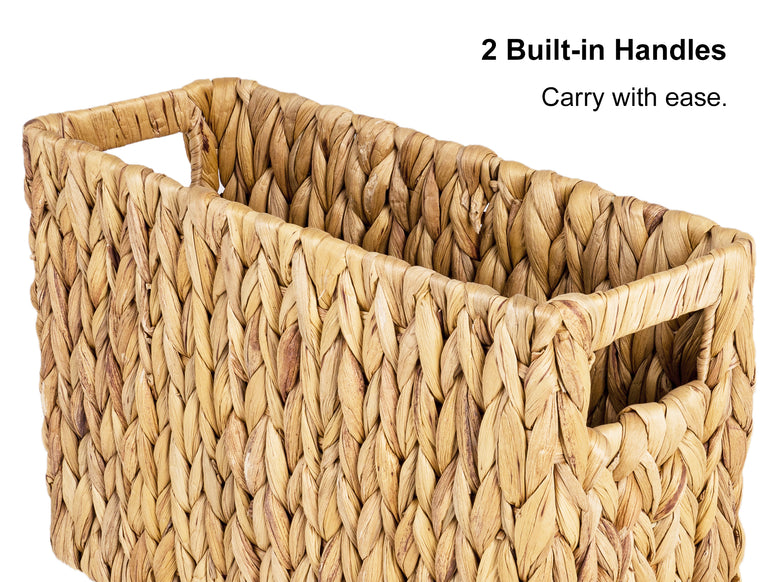 Hand-Woven Divided Magazine Basket, Rattan Magazine Holder, 1 Pack