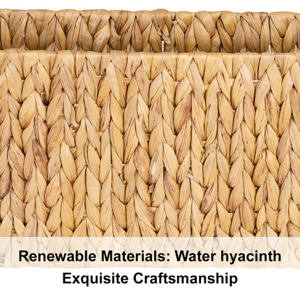 StorageWorks Hand-Woven Divided Magazine Basket, Rattan Magazine Holder, 1 Pack
