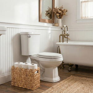 Hand-Woven Divided Magazine Basket, Natural Water Hyacinth