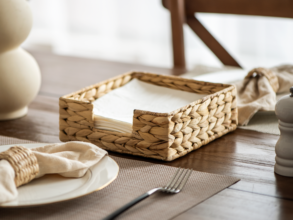Napkin Holder for Table, Water Hyacinth, 1 Pack