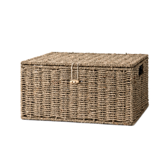 Wicker Basket with Lid and  Built-in Handles, Storage Basket for Organizing