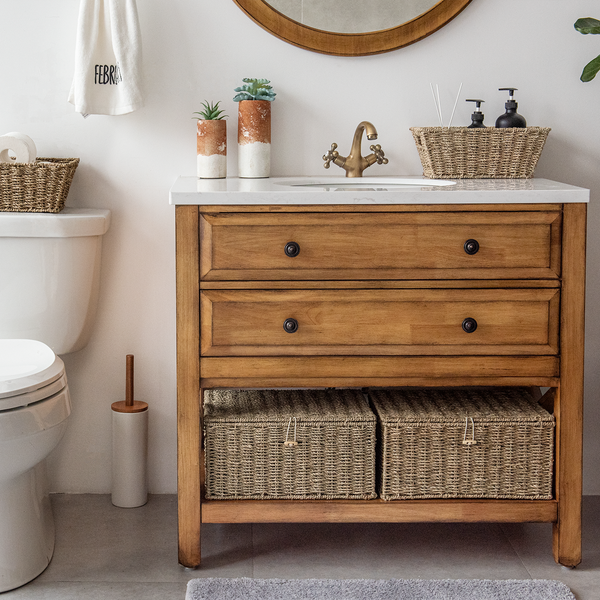 Wicker Basket with Lid and  Built-in Handles, Storage Basket for Organizing