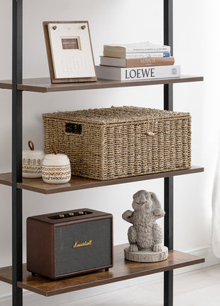 Wicker Basket with Lid and  Built-in Handles, Storage Basket for Organizing