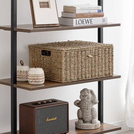 StorageWorks Wicker Basket with Lid and  Built-in Handles, Storage Basket for Organizing