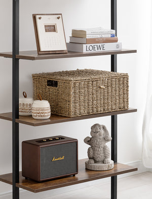 Wicker Basket with Lid and  Built-in Handles, Storage Basket for Organizing