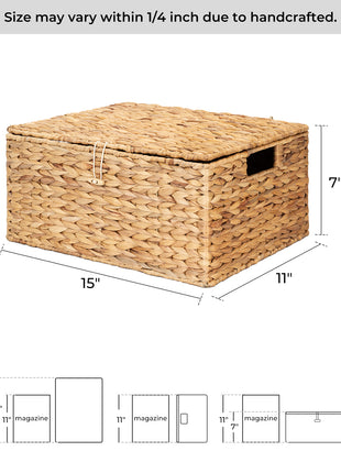 Wicker Basket with Lid and  Built-in Handles, Storage Basket for Organizing