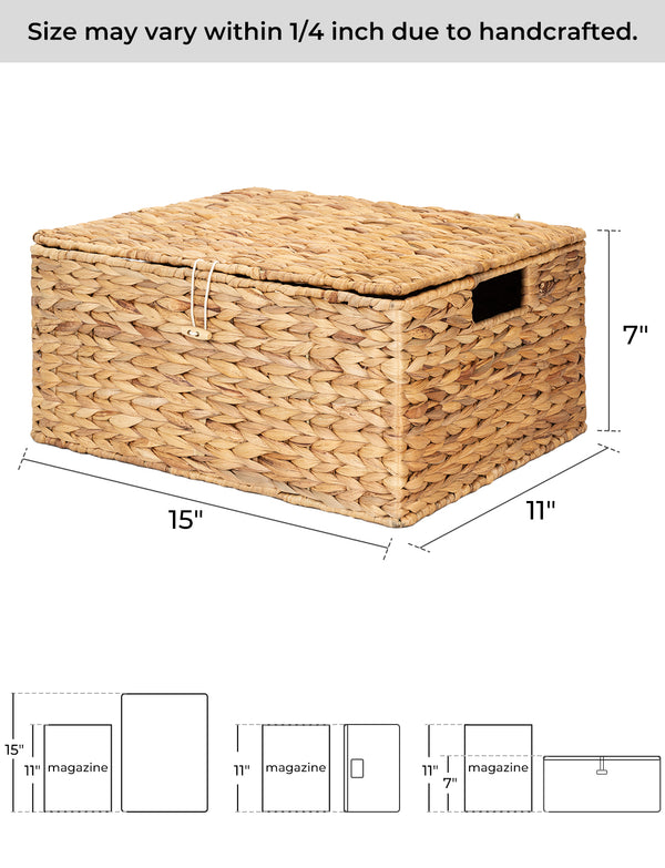 Wicker Basket with Lid and  Built-in Handles, Storage Basket for Organizing
