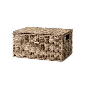Wicker Basket with Lid and  Built-in Handles, Storage Basket for Organizing