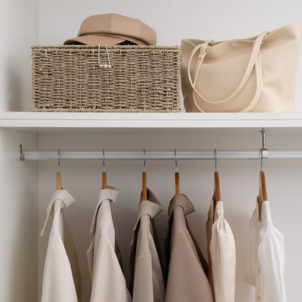 StorageWorks Wicker Basket with Lid and  Built-in Handles, Storage Basket for Organizing