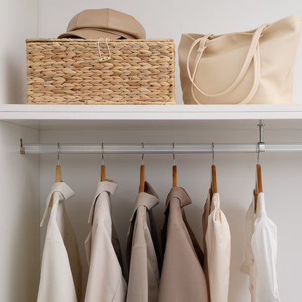 StorageWorks Wicker Basket with Lid and  Built-in Handles, Storage Basket for Organizing