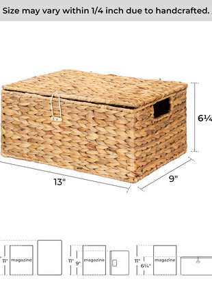 Wicker Basket with Lid and  Built-in Handles, Storage Basket for Organizing