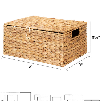 StorageWorks Wicker Basket with Lid and  Built-in Handles, Storage Basket for Organizing