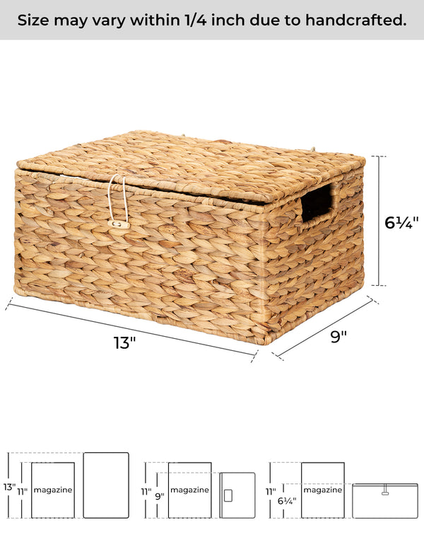 Wicker Basket with Lid and  Built-in Handles, Storage Basket for Organizing