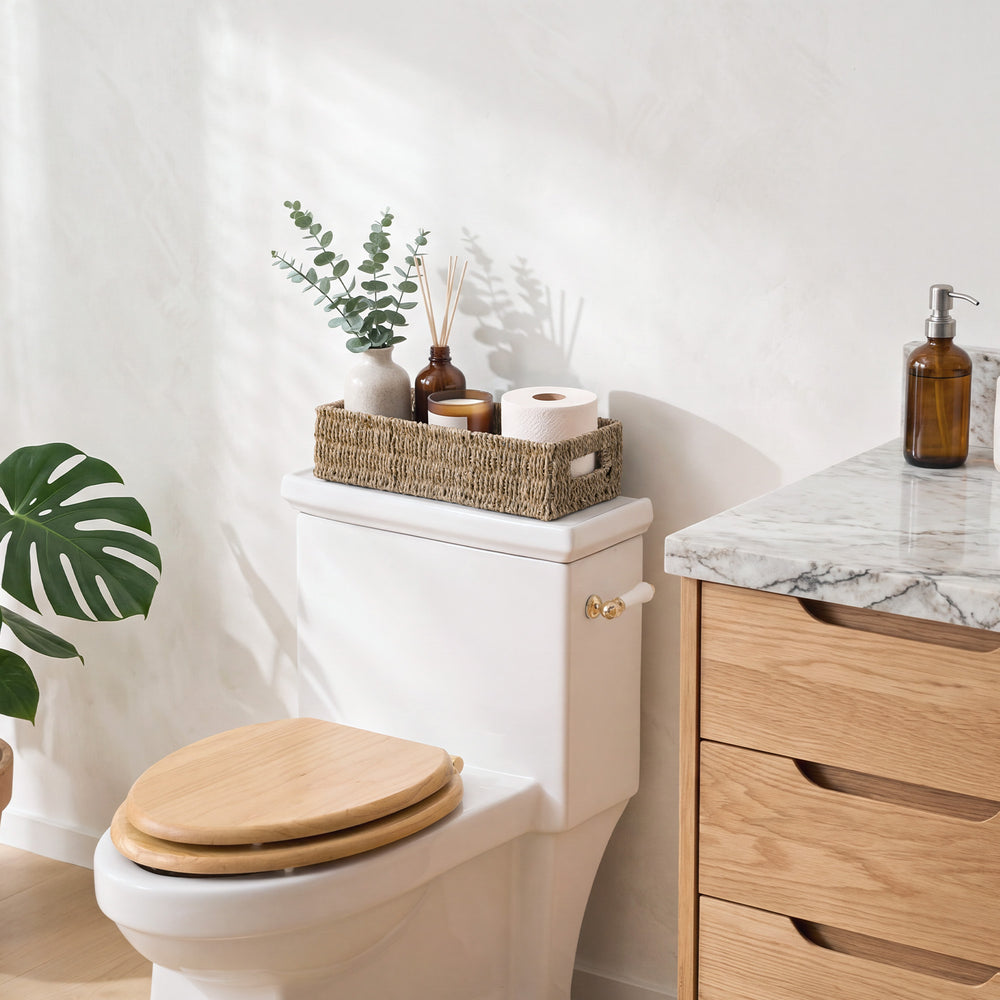 Woven Rope Seagrass Toilet Paper Basket, Built-In Handles