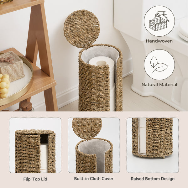 Free Standing Toilet Paper Holder, 3 Rolls of Toilet Tissue Storage