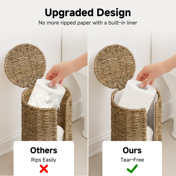 Free Standing Toilet Paper Holder, 3 Rolls of Toilet Tissue Storage