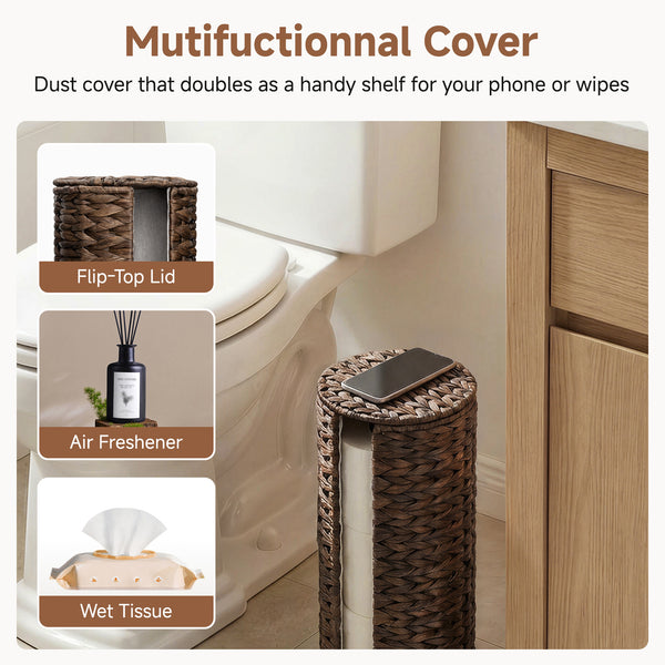 Toilet Paper Holder for Bathroom Organization, Water Hyacinth, 1 Pack