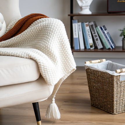 StorageWorks Waste Paper Baskets with Wooden Handles