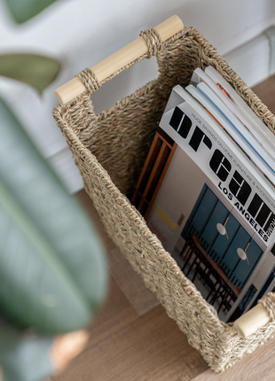 Waste Paper Baskets with Wooden Handles