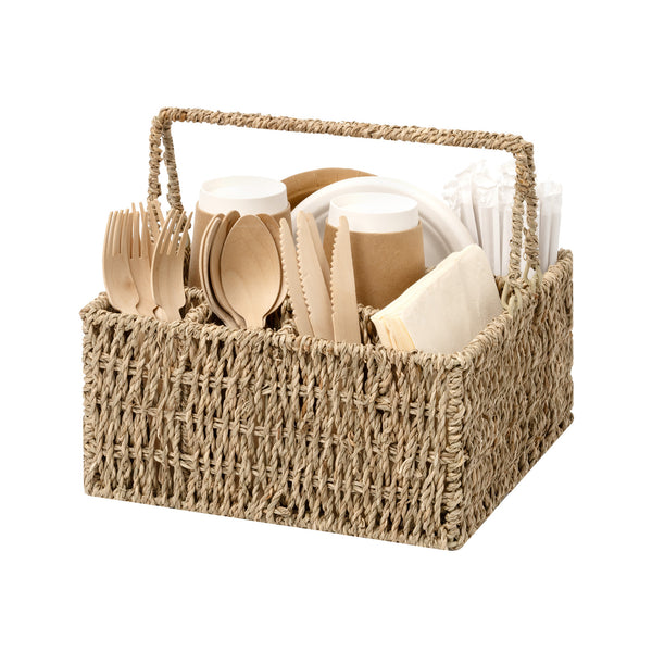 Handwoven Seagrass Silverware Organizer, 1 Pack