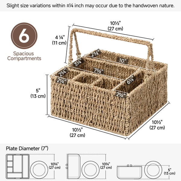 Handwoven Seagrass Silverware Organizer, 1 Pack