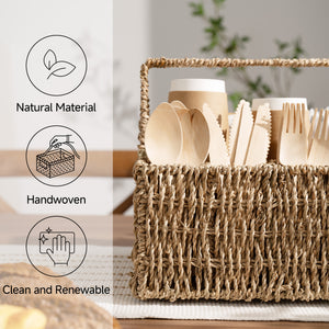 Handwoven Seagrass Silverware Organizer, 1 Pack